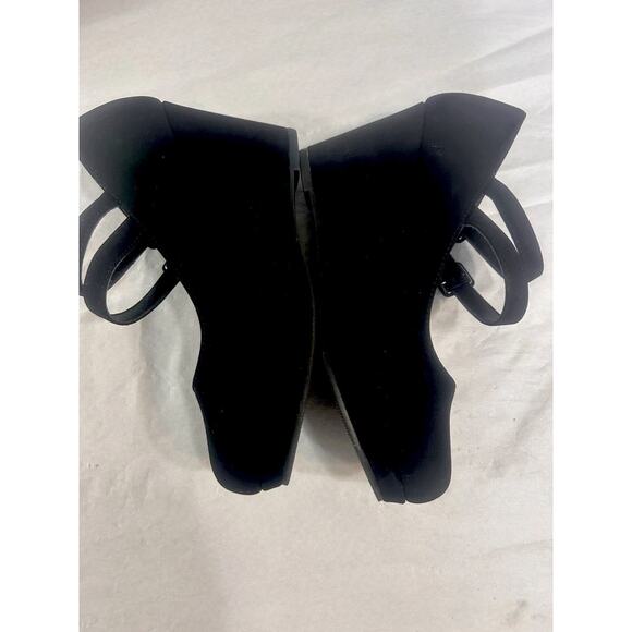 Y-Not Platform Wedge Strappy Sandals Heels Black Suede Woman Sz 7 Shoes Comfy - Picture 11 of 15